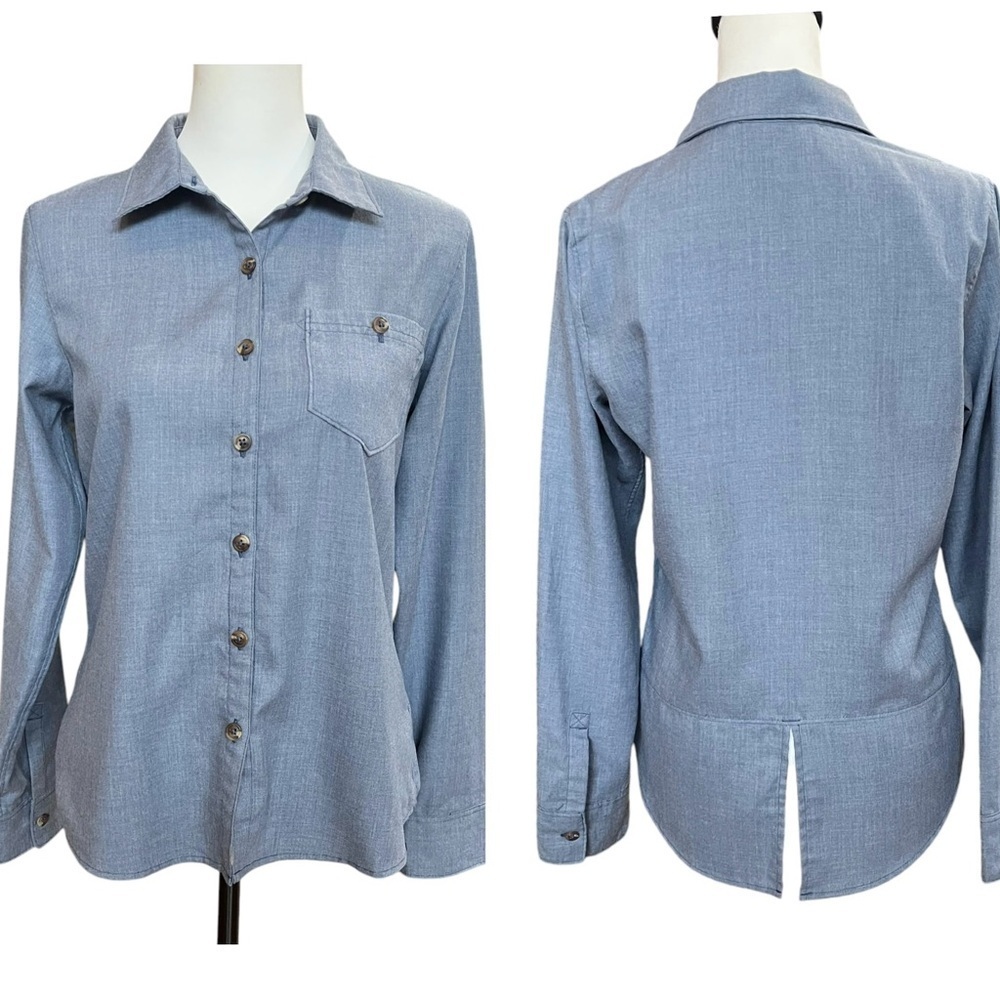 The North Face Shirt Women’s Small Blue Long Sleeve Button Up Travel Gorpcore